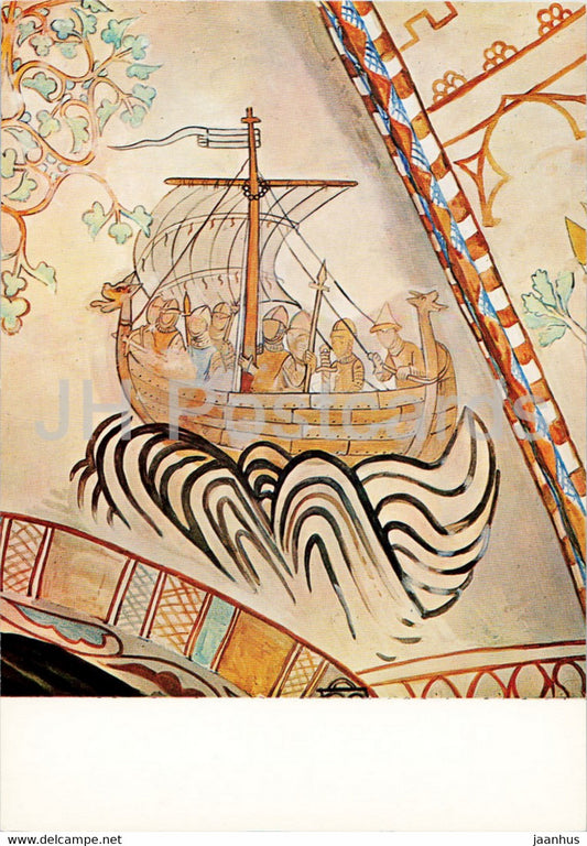 Medieval craft of a type similar to the viking ships - ship - art - Denmark - unused - JH Postcards