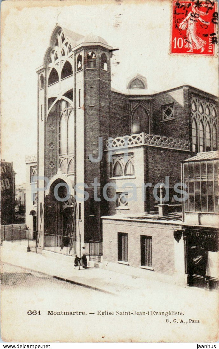 Montmartre - Eglise Saint Jean l'Evangeliste - church - 661 - old postcard - 1909 - France - used - JH Postcards