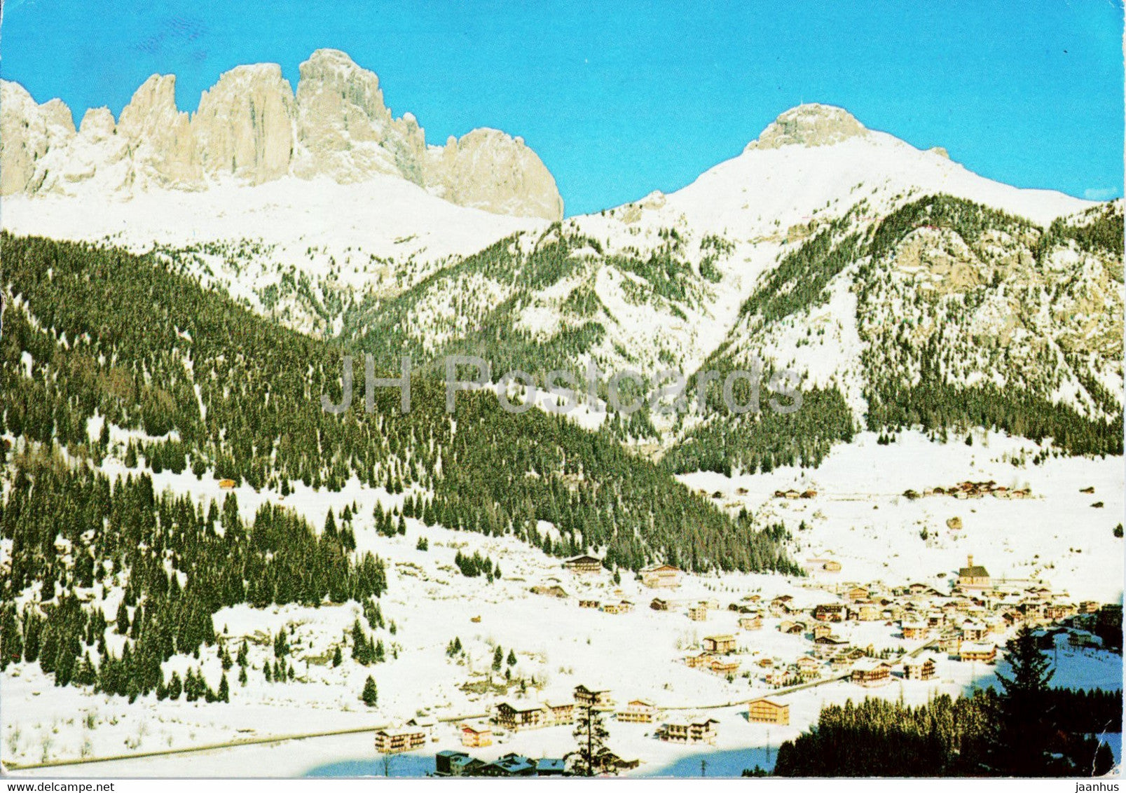 Campitello 1448 m - Il Sassolungo 3178 m - Col Rodella 2486 m - Val di Fassa - Dolomiti - 1986 - Italy - used - JH Postcards