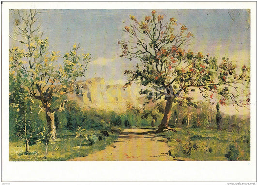 painting by V. Makovsky - Blooming almonds , 1890s - Russian Art - 1987 - Russia USSR - unused - JH Postcards