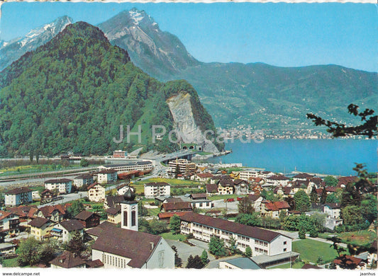Stansstad mit Pilatus - Vierwaldstattersee - lake - 6927 - Switzerland - 1967 - used - JH Postcards