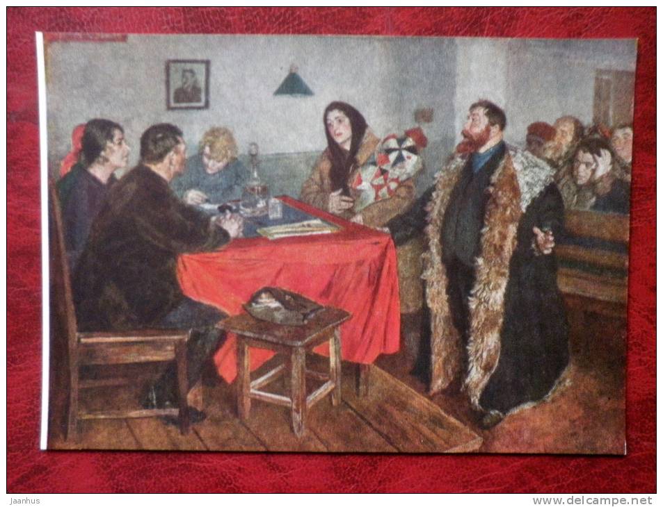 Painting by B. V. Johanson - Soviet court , 1928 - russian art - unused - JH Postcards