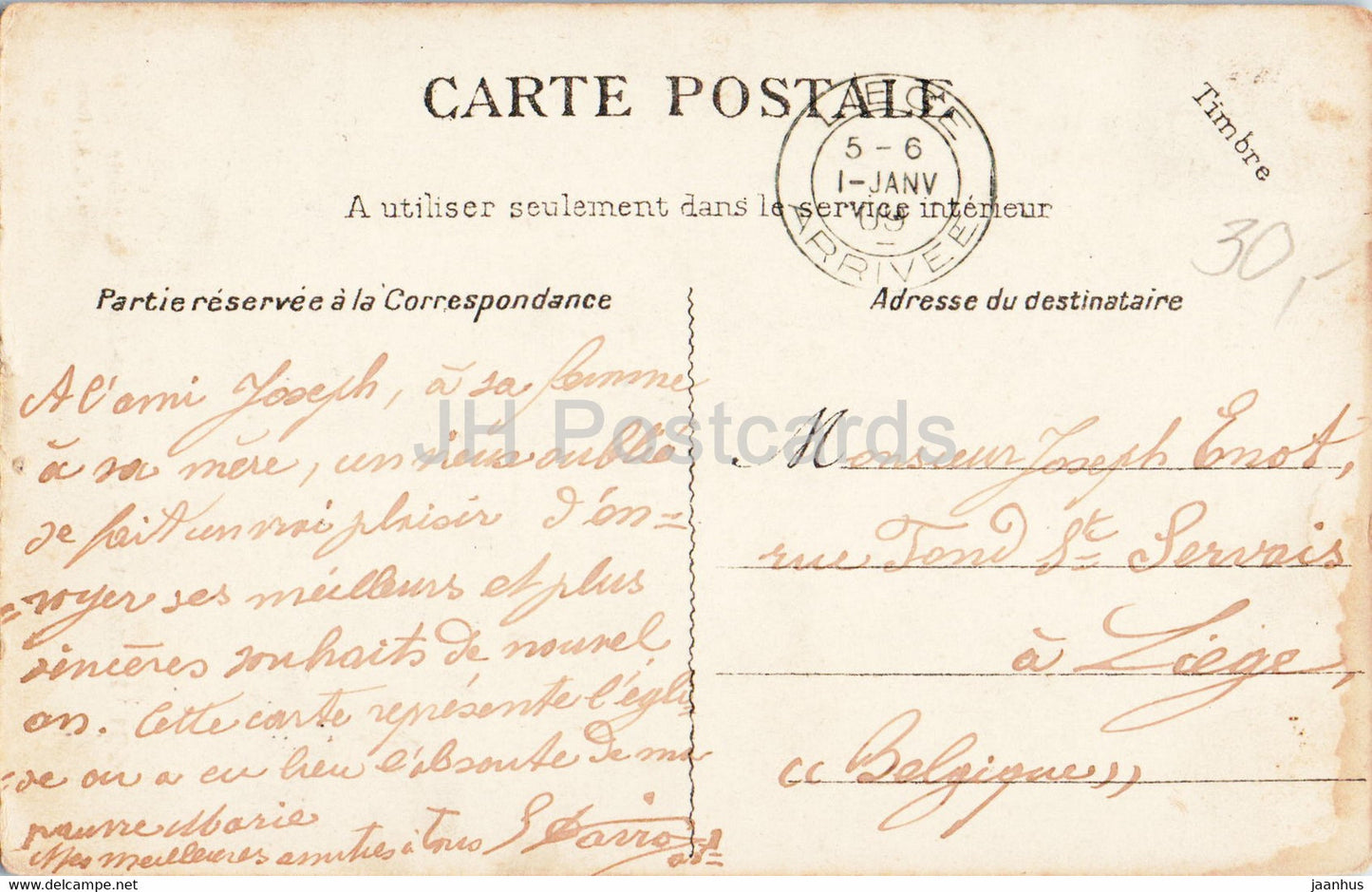 Montmartre - Eglise Saint Jean l'Evangéliste - église - 661 - carte postale ancienne - 1909 - France - utilisé
