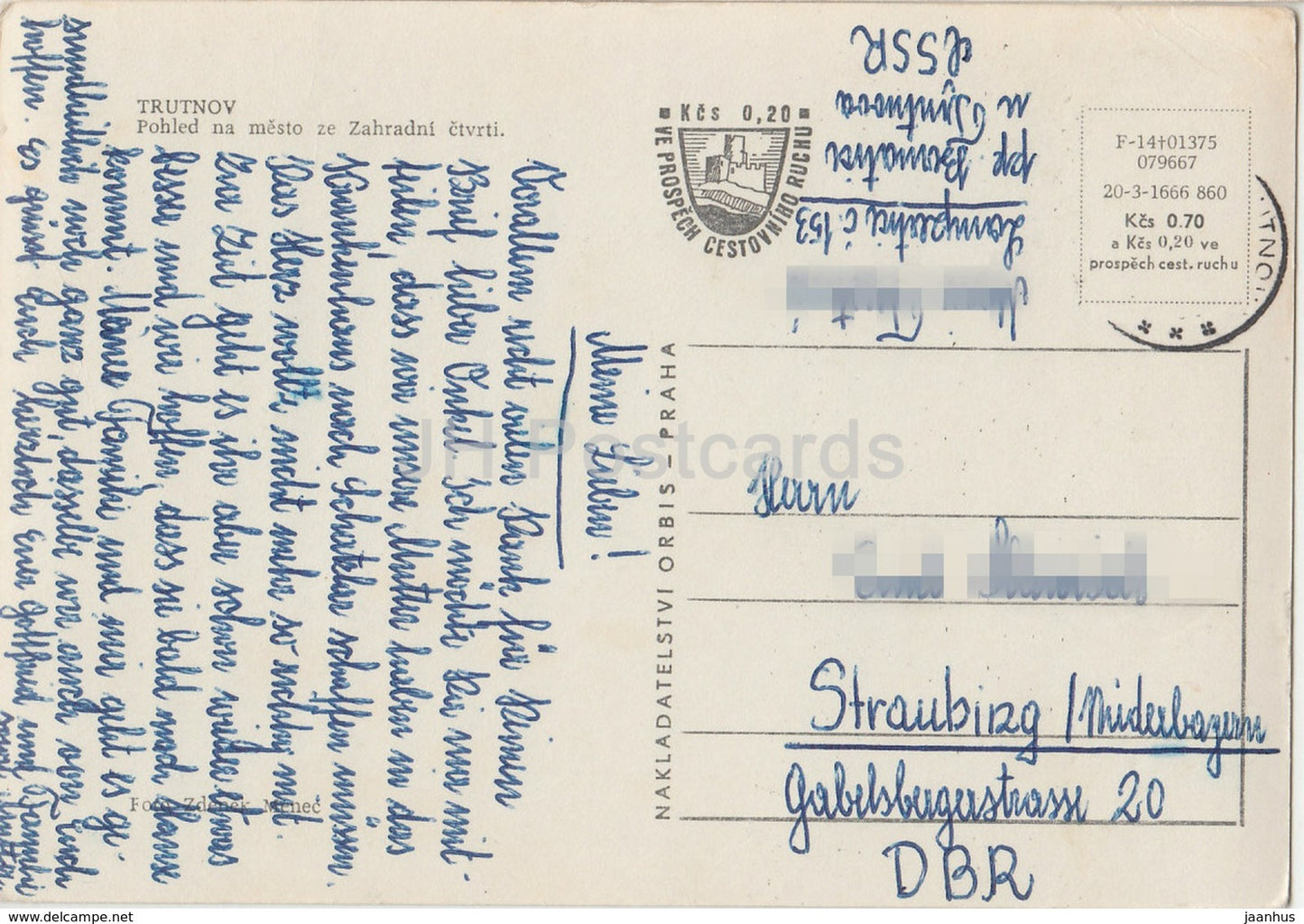 Trutnov - A view of the Town from the Garden District - Czechoslovakia - Czech Republic - 1960s - used