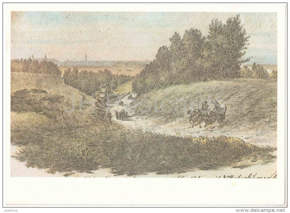 drawing by C. Buddeus , A View of the Town from Lasnamägi - Old Views of Tallinn - 1984 - Estonia USSR - unused - JH Postcards