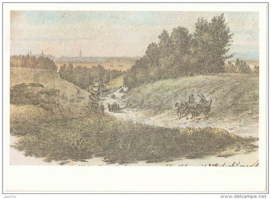 drawing by C. Buddeus , A View of the Town from Lasnamägi - Old Views of Tallinn - 1984 - Estonia USSR - unused - JH Postcards