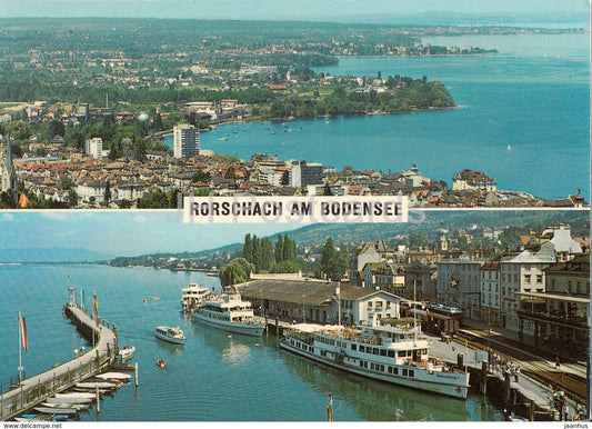 Rorschach am Bodensee - Buchten von Horn - Hafen - Bahnhof - MS - passenger ship - 19122 - Switzerland - unused - JH Postcards