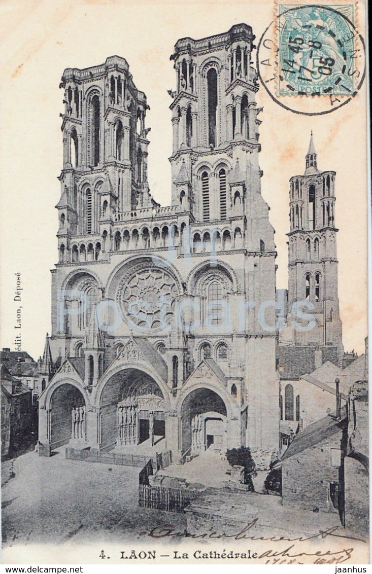 Laon - Cathedrale - cathedral - 4 - 1905 - old postcard - France - unused - JH Postcards