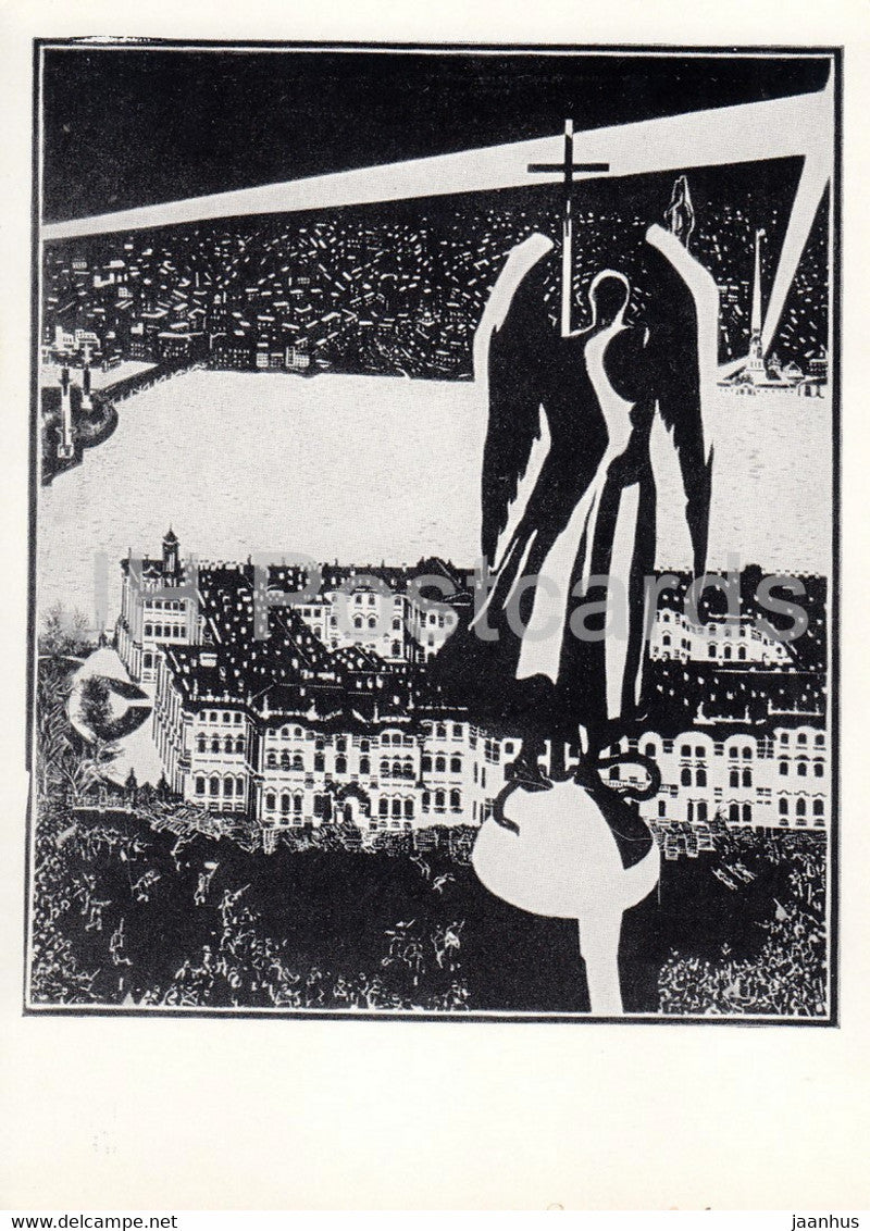 Russian writer Vladimir Mayakovsky - poem Horosho - Good - 2 - illustration - 1969 - Russia USSR - unused - JH Postcards