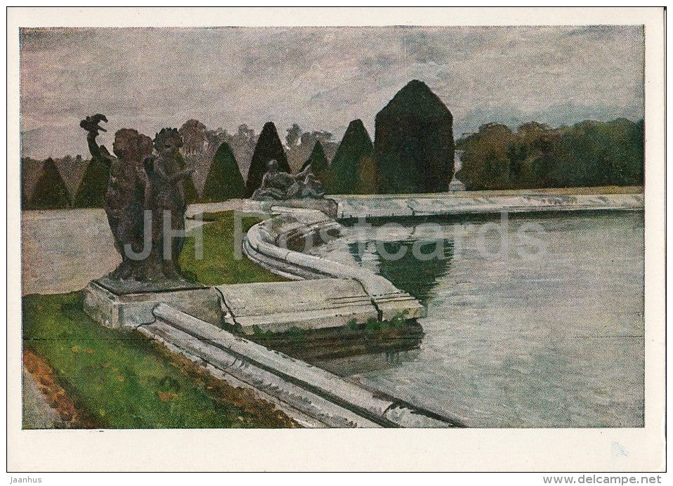 painting by A. Benois - Water parterre at Versailles , 1905 - Russian art - 1963 - Russia USSR - unused - JH Postcards