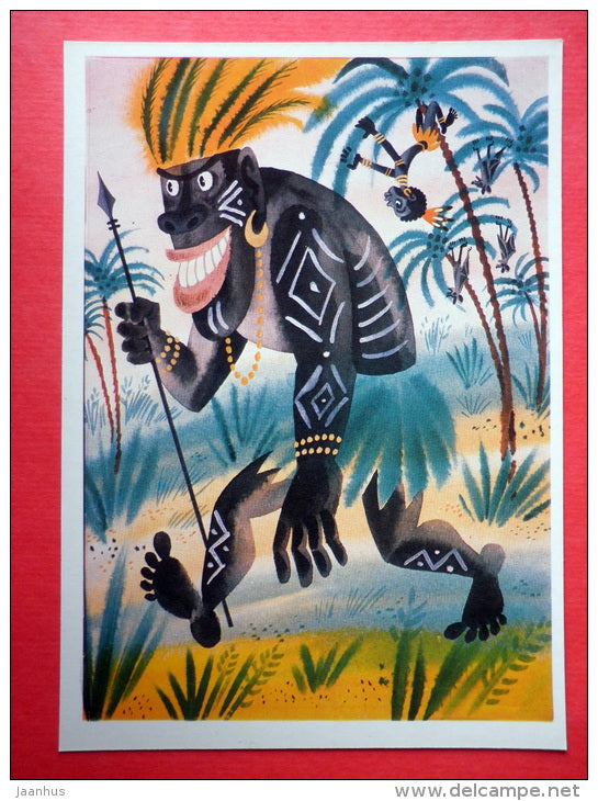 illustration by M. Belomlinsky - Kvat and Spider Marava by S. Saharnov - native - 1984 - Russia USSR - unused - JH Postcards