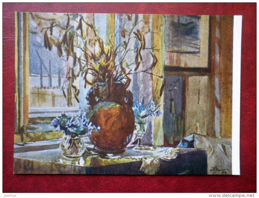 Painting by Aleksander Pilar - early spring - estonian art - unused - JH Postcards