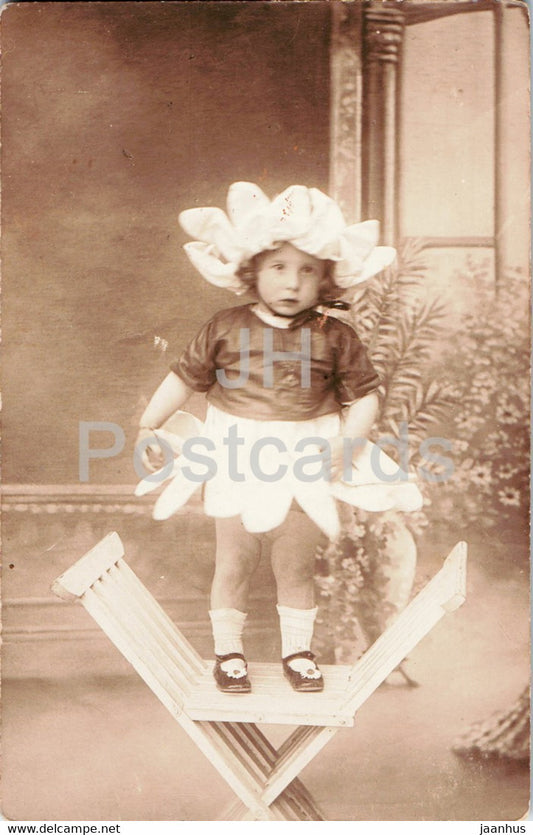 girl - children - old postcard - France - unused - JH Postcards