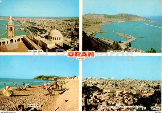 Oran - vue generale - Bono Plage - beach - general view - multiview - 103 - Algeria - used - JH Postcards