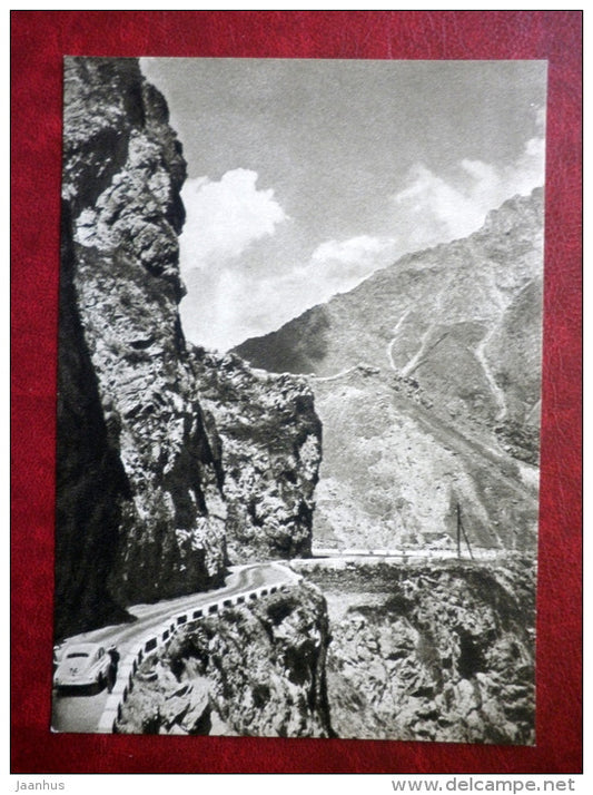on the road to village Kazbegi - Georgian Military Road - 1955 - Georgia USSR - unused - JH Postcards