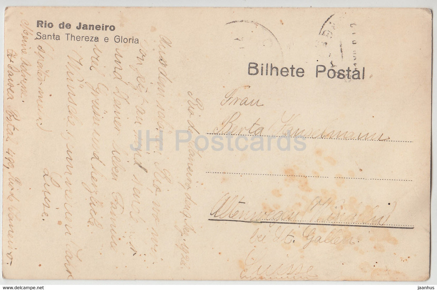 Rio de Janeiro - Santa Thereza e Gloria - carte postale ancienne - 1928 - Brésil - utilisé