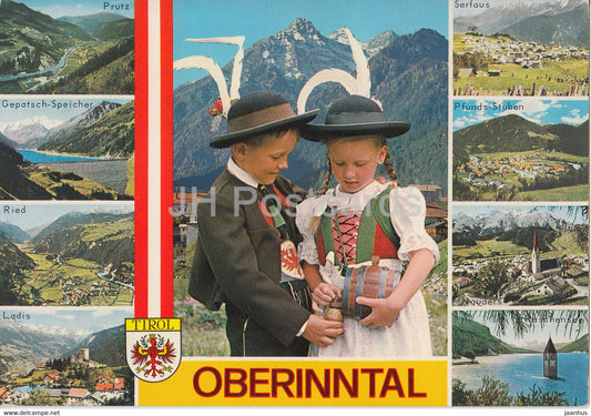 Oberinntal - Tirol - Prutz - Serfaus - Ried - Ladis - children - Austrian folk costumes - 1974 - Austria - used - JH Postcards