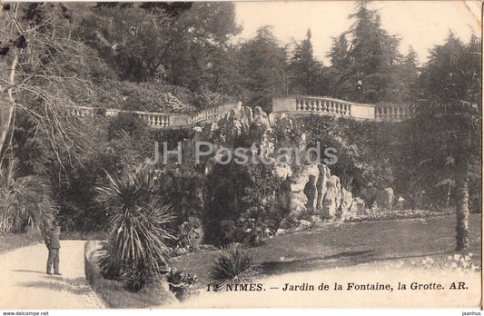 Nimes - Jardin de la Fontaine  - La Grotte - 12 - old postcard - France - used