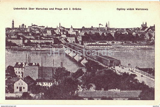 Ueberblick uber Warschau und Praga mit 2 Brucke - Ogolny widok Warszawy - Feldpost - old postcard - 1915 - Poland - used - JH Postcards