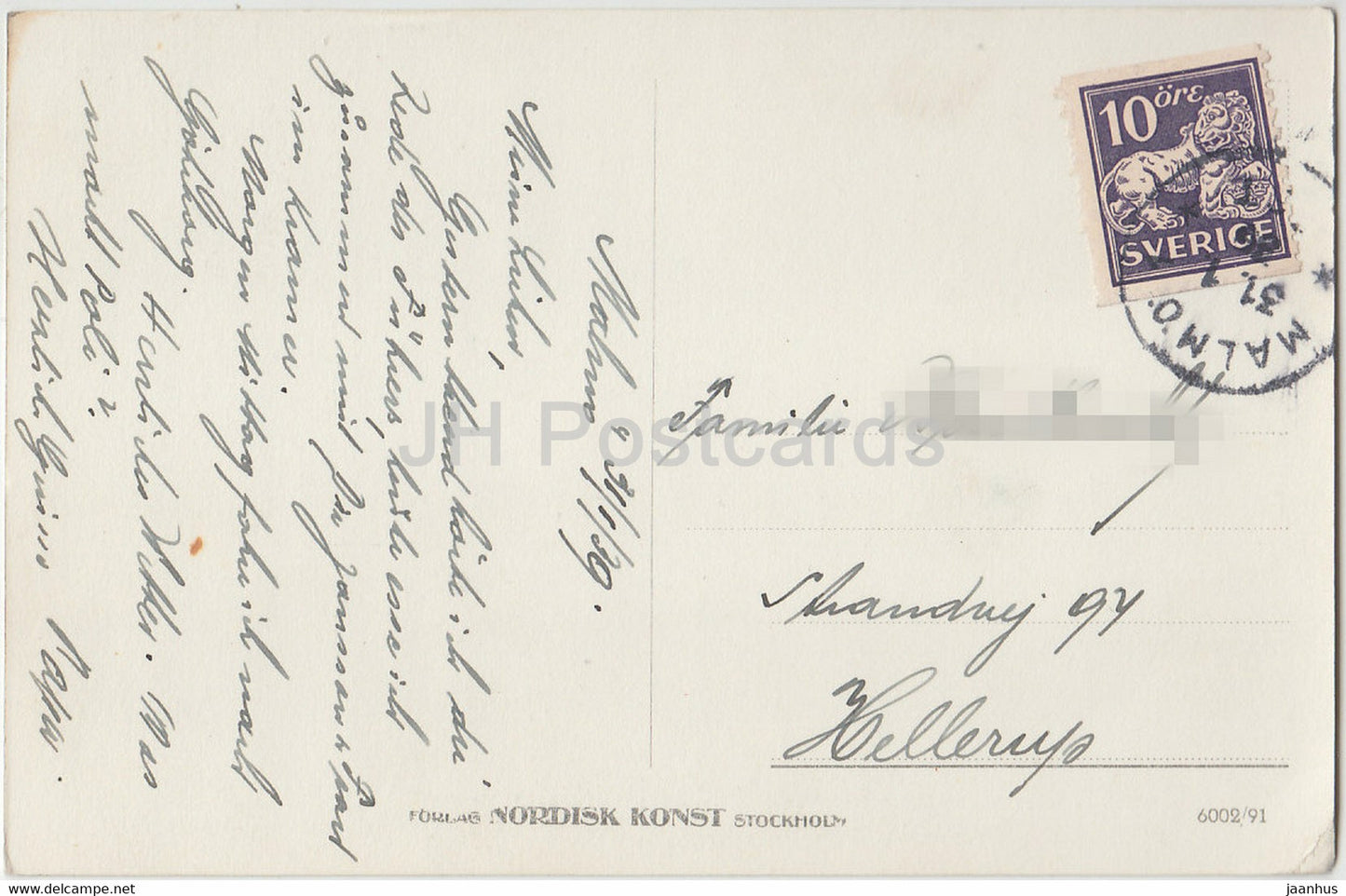 Malmo - Stortorget med Karl X Gustavs staty och hotell - hotel - old postcard - 1939 - Sweden - used