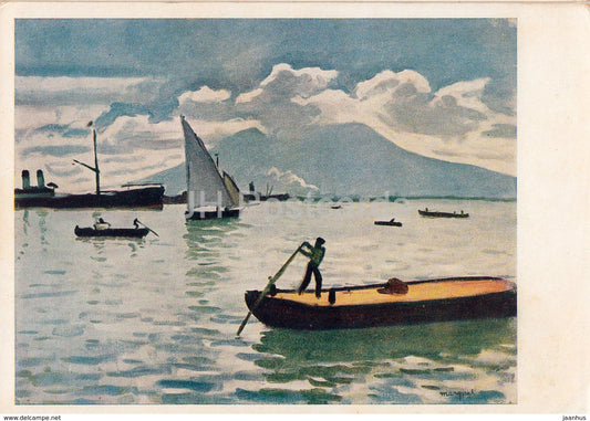 painting by Albert Marquet - Naples - Napoli - boat - French art - 1962 - Russia USSR - unused - JH Postcards
