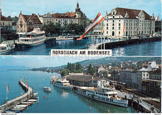 Rorschach am Bodensee - passenger boat - Hafen und Kornhaus - Bahnhof - 37634 - 1977 - Switzerland - used - JH Postcards