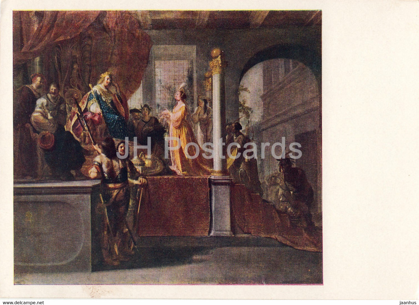 painting by Nikolaus Knupfer - Queen of Sheba before Solomon - Dutch art - Russia USSR - unused - JH Postcards
