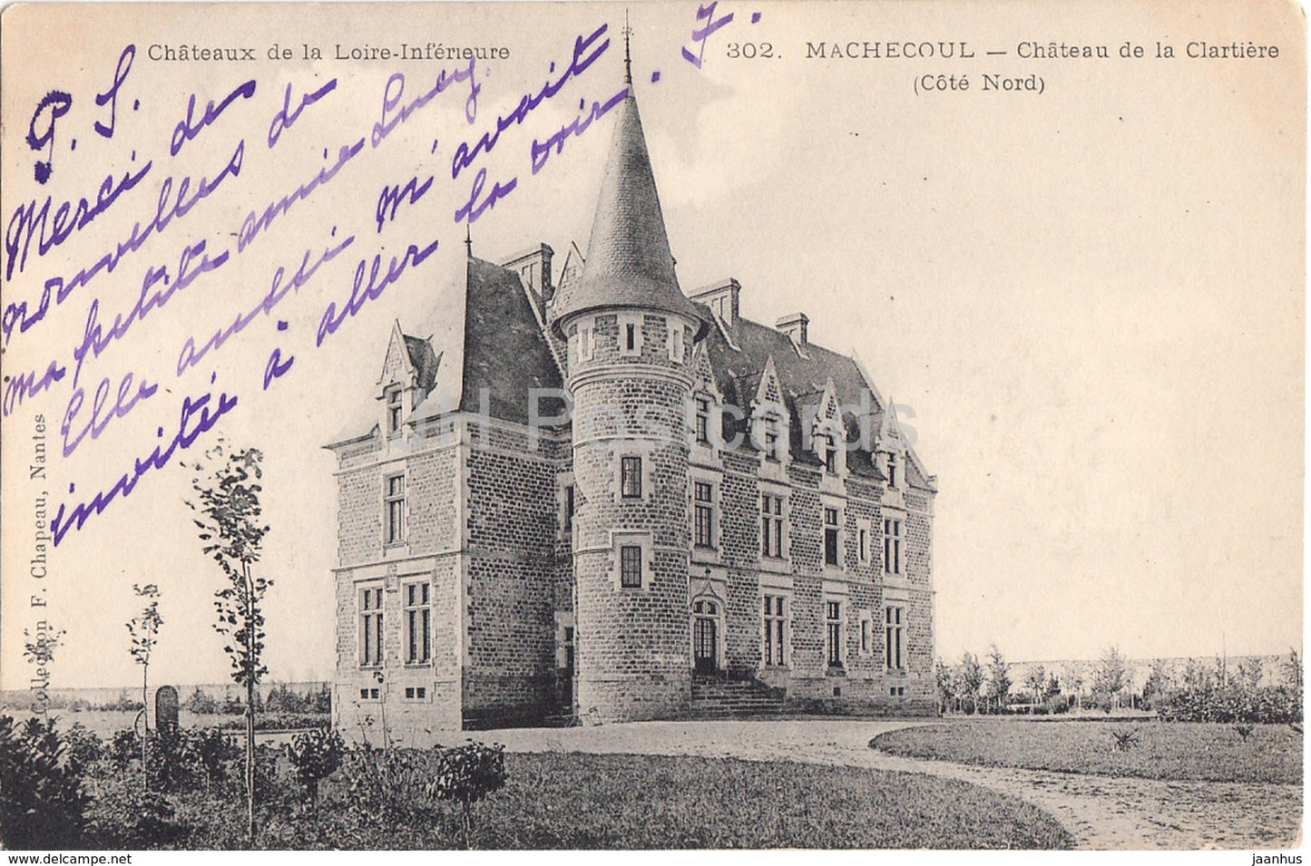 Machecoul - Chateau de la Clartiere - Cote Nord - 302 - castle - old postcard - 1907 - France - used