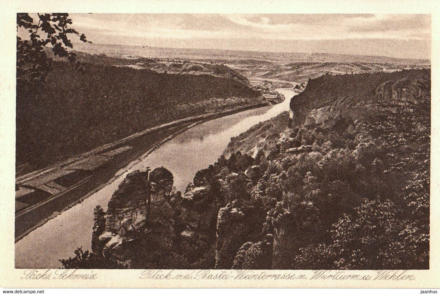 Sachs. Schweiz - Blick v d Bastei Weinterrasse m Wurtturm u  Wehlen - old postcard - 31 - Germany - unused - JH Postcards