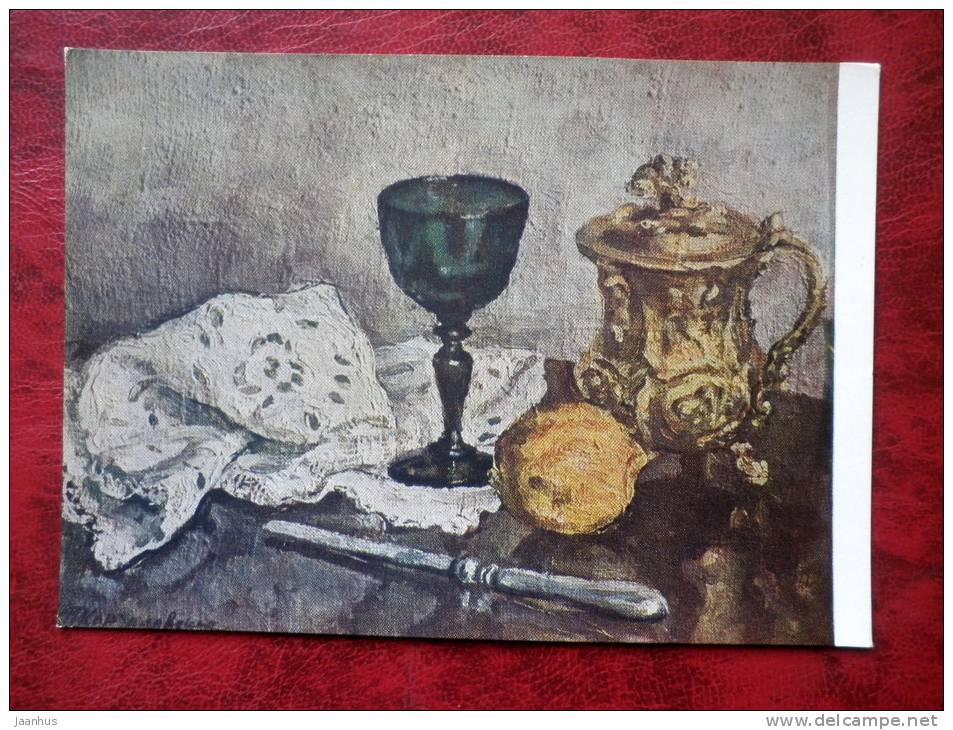 Painting by P. P. Konchalovsky - green glass , 1933 - russian art - unused - JH Postcards