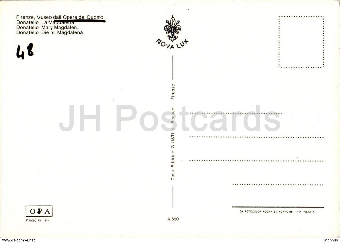 Firenze - Florence - Museo dall'Opera del Duomo - Donatello La Maddalena - Mary Magdalen - 690 - Italy - used