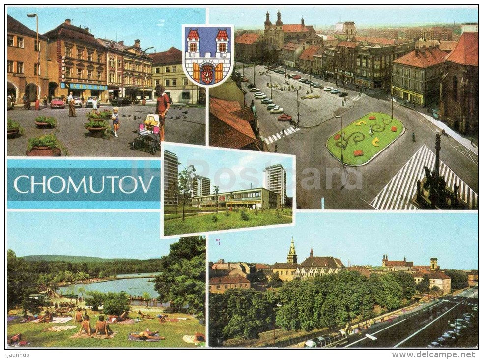 Chomutov - town views - architecture - Czechoslovakia - Czech Republic - used 1975 - JH Postcards