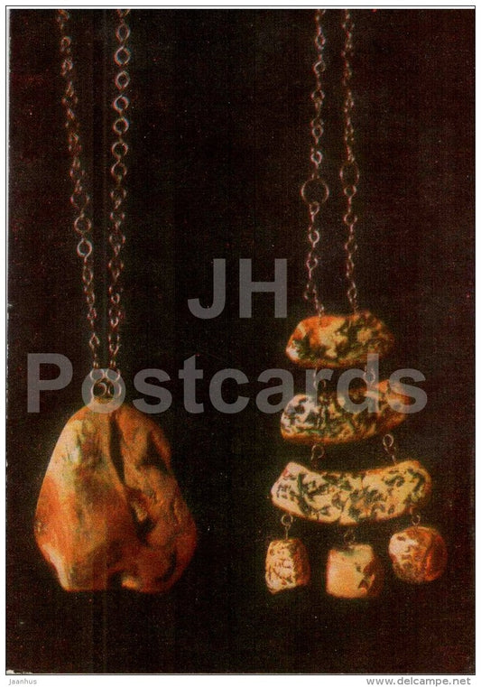Two Medallions - Amber - art - Gintaras - 1973 - Lithuania USSR - unused - JH Postcards