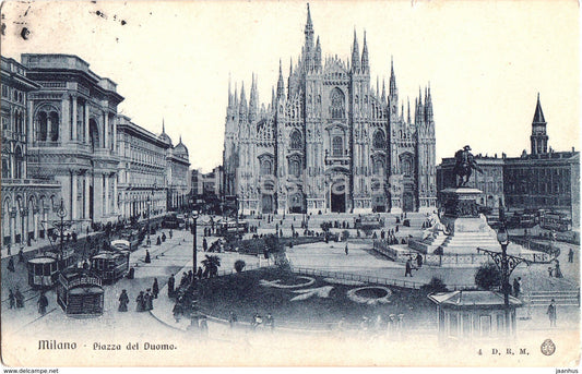 Milano - Milan - Piazza del Duomo - tram - square - old postcard - 1912 - Italia - used - JH Postcards