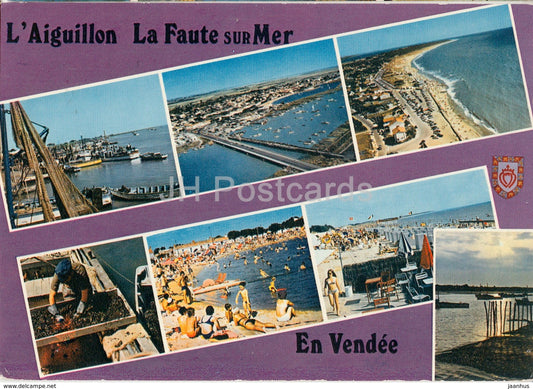 L'Aiguillon - La Faute-Sur-Mer - Le Port - Les Plages - beach - multiview - 38 - France - 1974 - used - JH Postcards