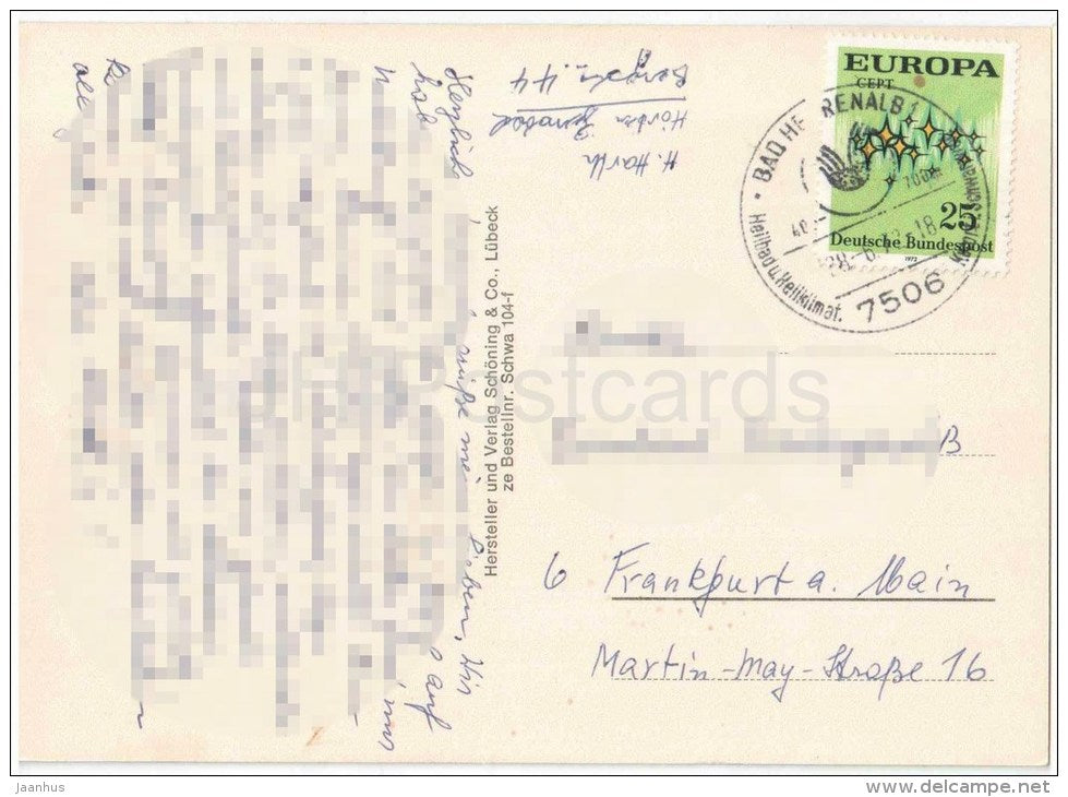 Grüsse aus dem Schwarzwald - hirsch - deer - EUROPA CEPT - Germany - 1972 gelaufen - JH Postcards