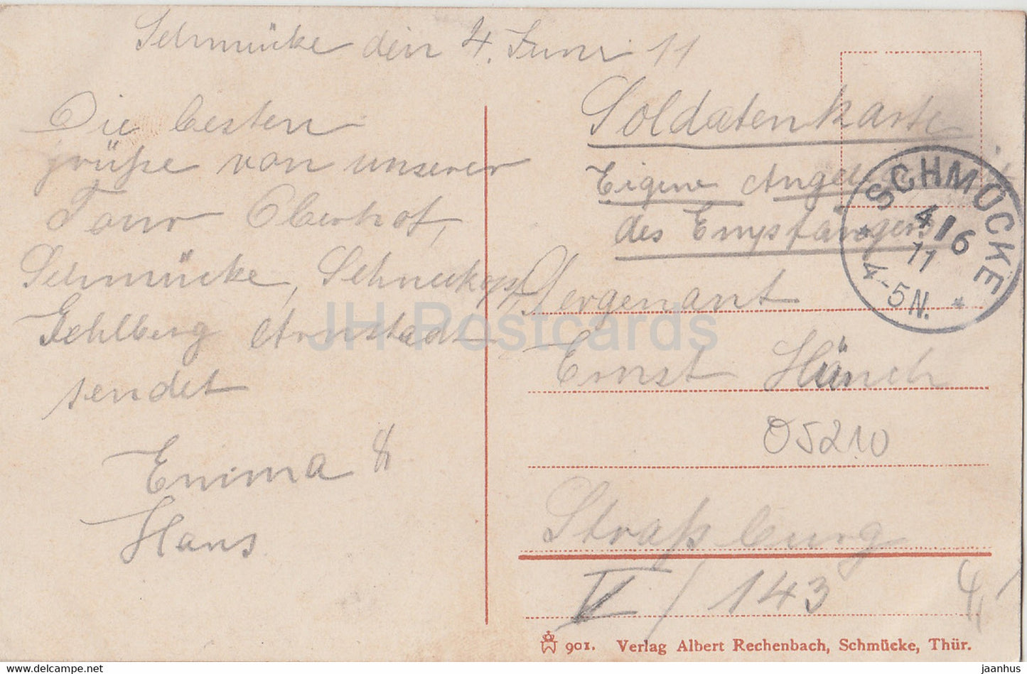 Schmucke - Schneekopf & Schmucke vom Sachsenstein - Soldatenkarte - 901 - old postcard - 1911 - Germany - unused