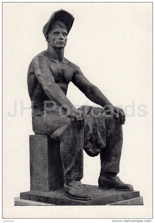 sculpture by R. Budilov - Steelmaker , 1964 - Russian art - 1966 - Russia USSR - unused - JH Postcards