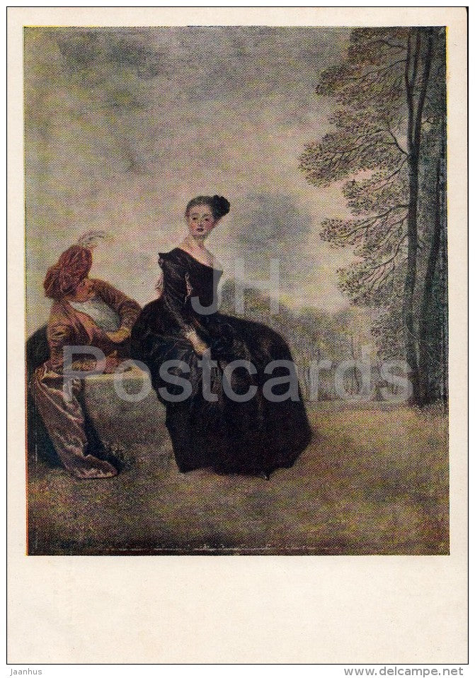 painting by Jean-Antoine Watteau - Capricious Woman , 1718-19 - French art - 1954 - Russia USSR - unused - JH Postcards