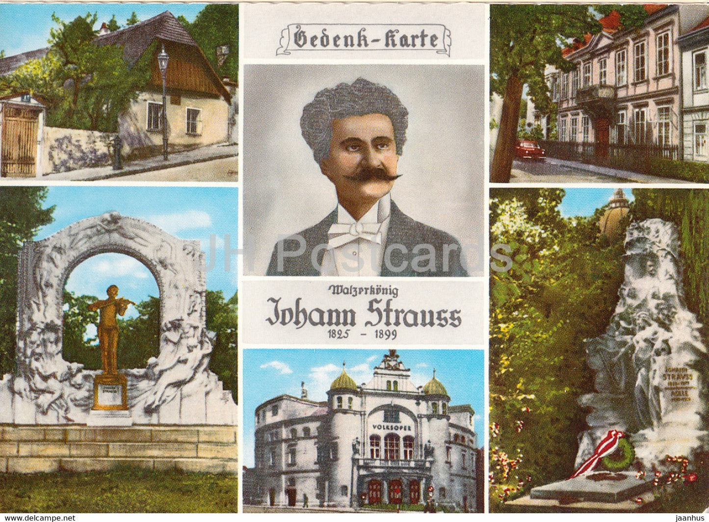 Johann Strauss - Landhaus - Salmannsdorf - Strauss Villa - Hietzing - Denkmal - composer - multiview - Austria - unused - JH Postcards