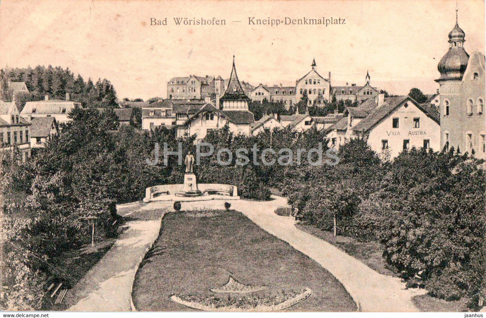 Bad Worishofen - Kneipp Denkmalplatz - old postcard - 1922 - Germany - used - JH Postcards