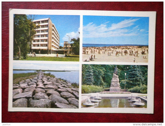 multiview card - Pärnu - beach - monument - 1983 - Estonia USSR - unused - JH Postcards
