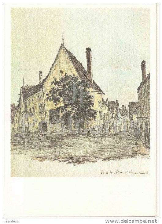 drawing by C. Buddeus , A House , Knight´s and Dunker street - Old Views of Tallinn - 1984 - Estonia USSR - unused - JH Postcards