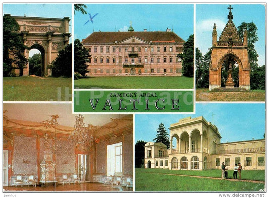 Valtice - castle - garden facade - Hubert's chapel - Dancing hall - Border Chateau - Czechoslovakia - Czech - used - JH Postcards