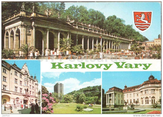 spa - architecture - buildings - Karlovy Vary - Karlsbad - Czechoslovakia - Czech - used 1985 - JH Postcards