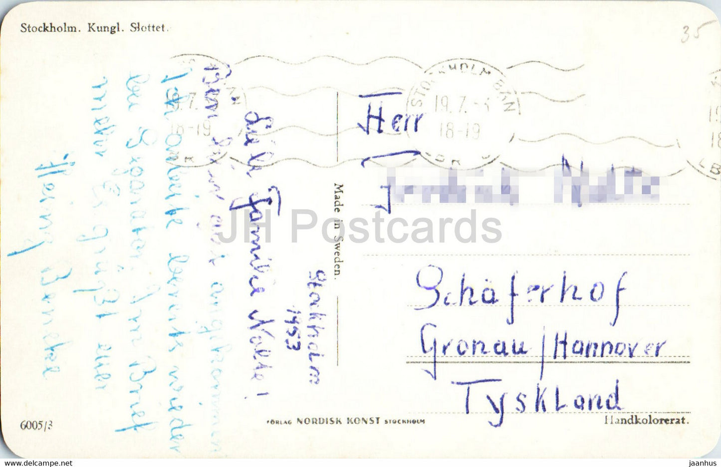 Stockholm - Kungl Slottet - Der Königspalast - Brücke - alte Postkarte - 1953 - Schweden - gebraucht