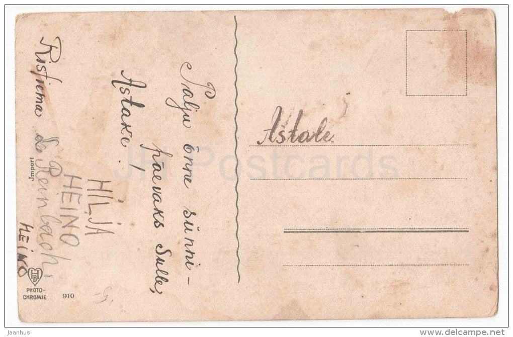 Greeting Card - flowers - HB Photochromie - 910 - old postcard - circulated in Estonia - JH Postcards