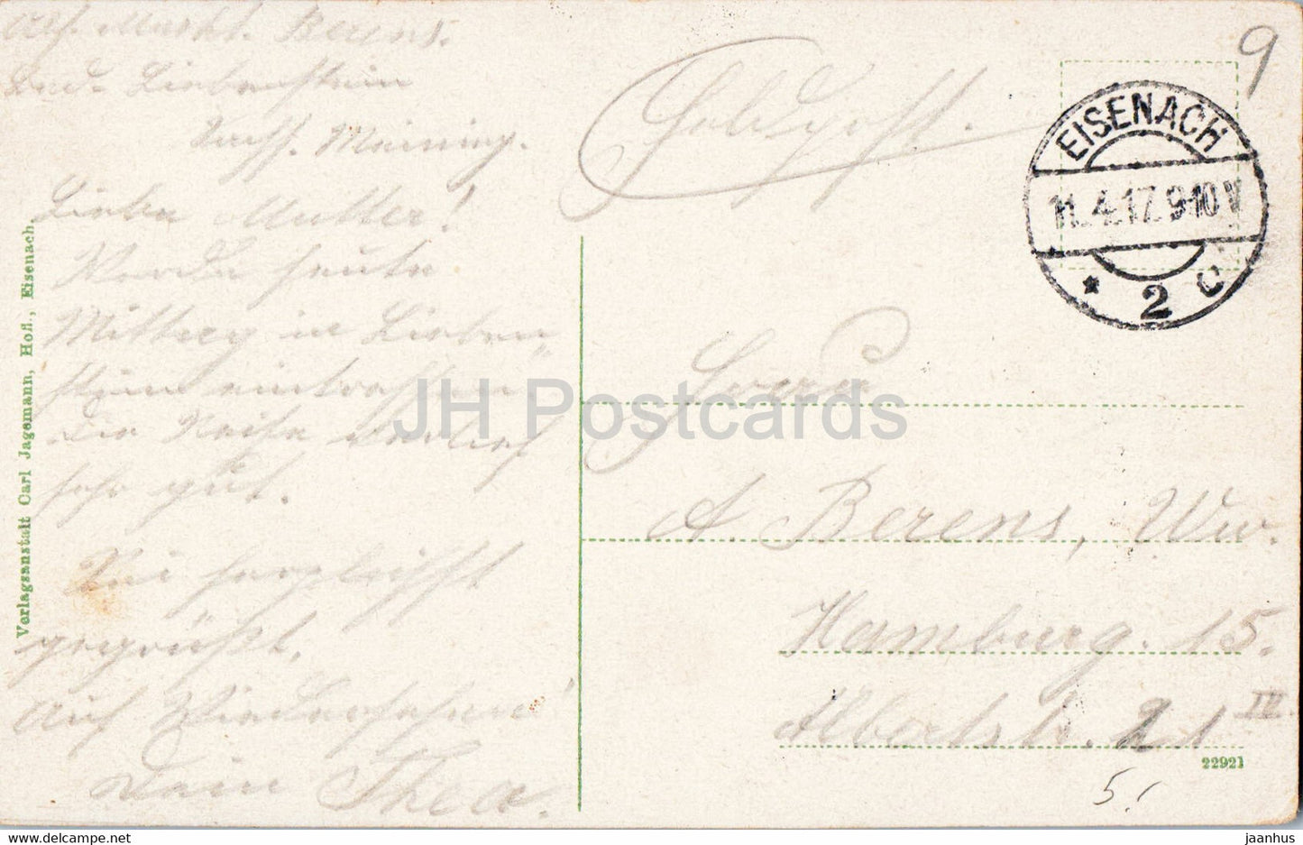 Eisenach - Das Lutherhaus - Feldpost - Militärpost - 22921 - alte Postkarte - 1917 - Deutschland - gebraucht