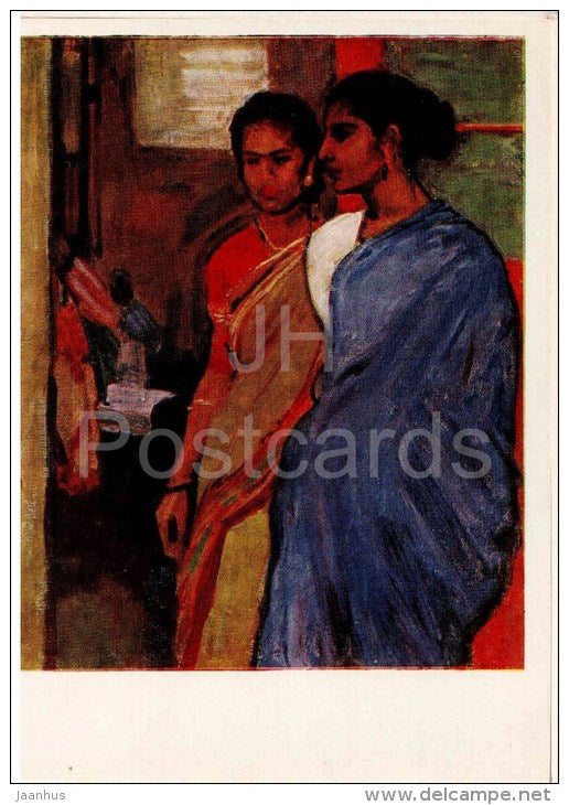 painting by M. Abdullaev - Bengali women - azerbaijan art - unused - JH Postcards