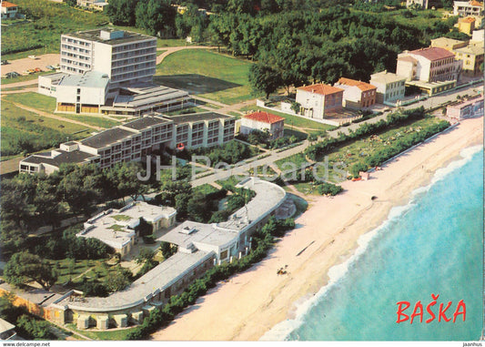 Baska - aerial view - beach - 1970s - Yugoslavia - Croatia - used - JH Postcards